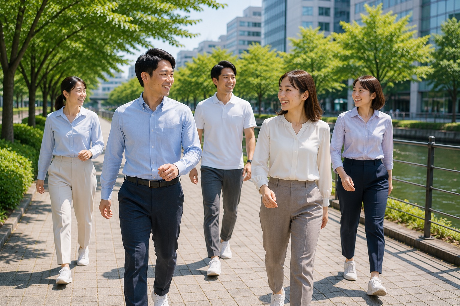 社員が外を歩いている様子